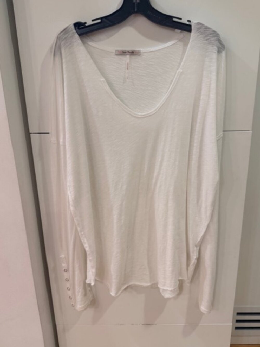 Free People Ivory Oversized Scoop Neck Long Sleeve Top Size M